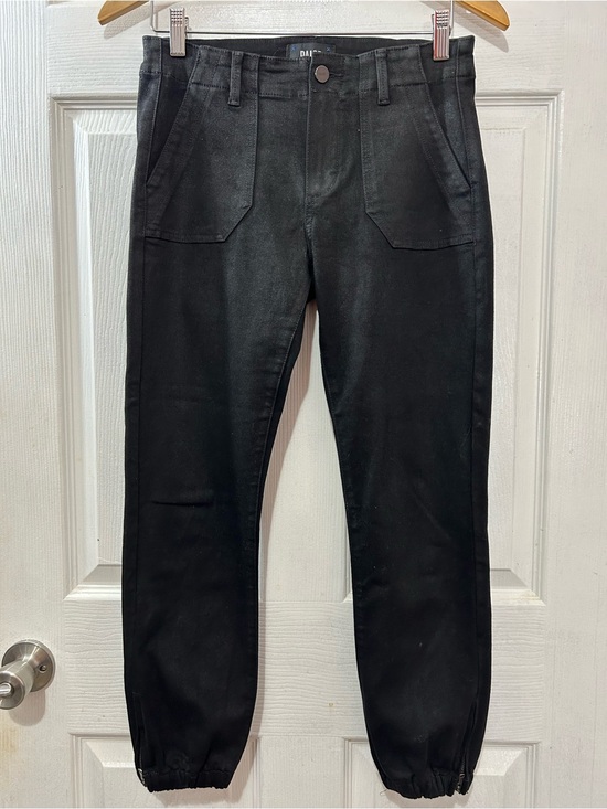 PAIGE Pants - Paige Mayslie Jogger Black Coated Jeans Denim Utility Zip Ankle Pants Size 26